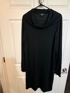 Lauren Ralph Lauren Black Cowl Neck Midi Dress With Long Sleeves in Woman’s XL